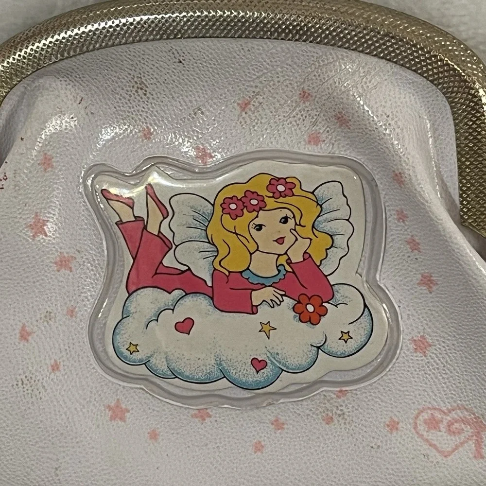 RARE Fairy Coin Purse White Kiss-Lock Clasp Vinyl Angel Girls Kids Child's T VTG